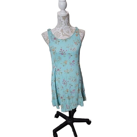 Eddie Bauer ladies green floral Tank pullover sleeveless Mini dress Womens Small - Picture 1 of 6